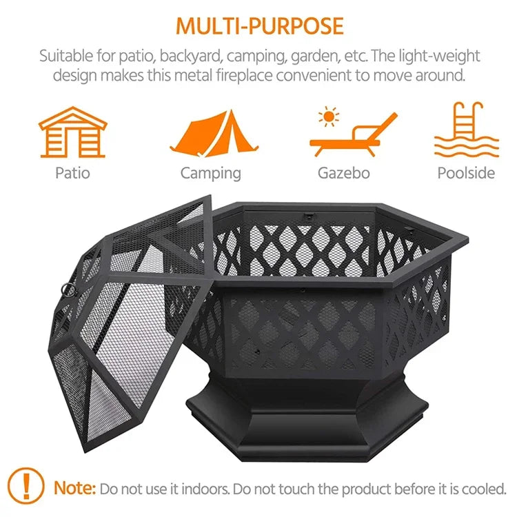 'forOutdoor Metal Square Firepit Patio Stove Wood Burning Garden Fire Pit hot selling