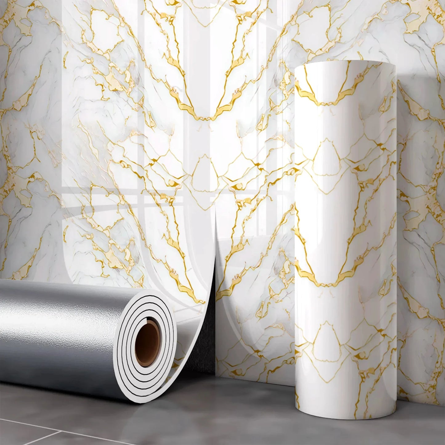 Removable Waterproof Wear Resistant European Luxury Textured Wall Sticker for Bathroom Kitchen Background Hotel Renovation