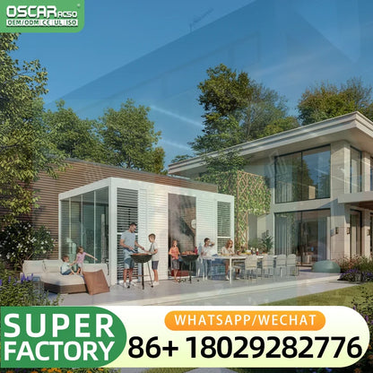 Motorized Outdoor Waterproof Aluminium Pergola and Pavilion Frame for Garden Patio Backyard Nature Bioclimate Furniture pergola