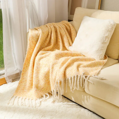 Ins Colorful Sofa Blanket with Tassels 130X190Cm Multifunctional Shawl Blankets for Office Soft Bed End Towel of Homestay Hotel