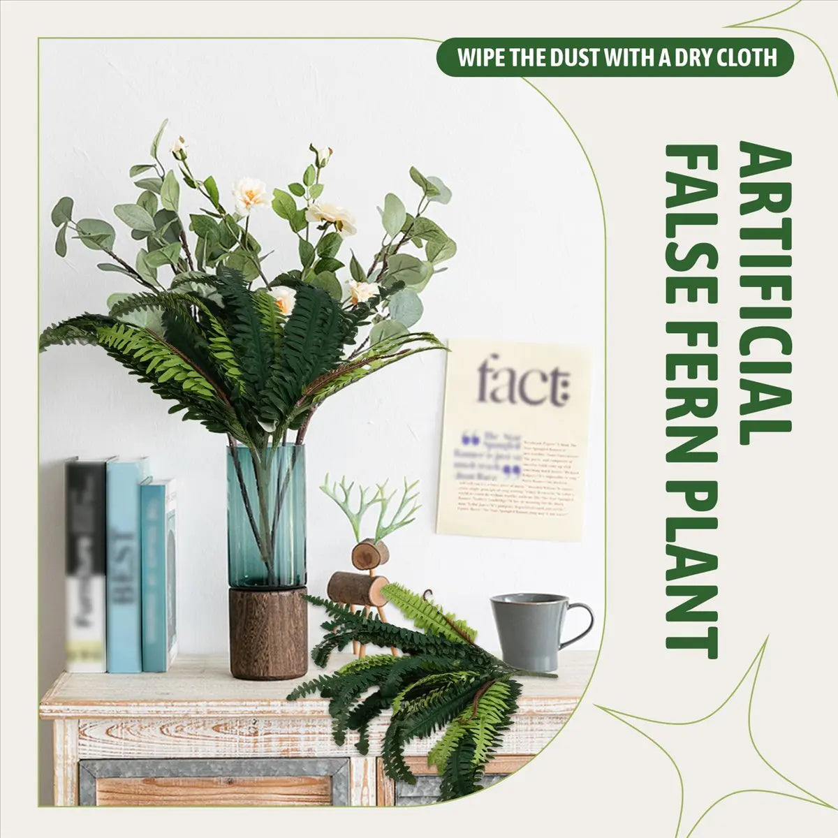Goodprice Artificial Ferns for Outdoors & Indoors,Large Faux Ferns Fake Boston Fern Plant for Planter Garden Porch Entrance B