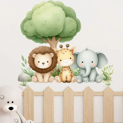 Forest Animals Rainbow Wall Stickers for Kids Rooms Children Boys Girls Baby Room Decoration Nursery Wallpaper Giraffe Elephant