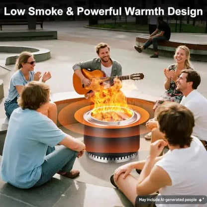 27 inch Smokel Fire Pit with Waterproof Cover, Stainl Steel Outdoor Smokel Firt, Wood Burning Fire Pits for Camping