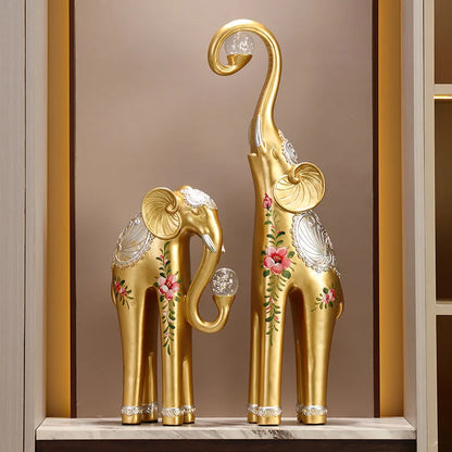 Home Decor A Pair Elephant Sculpture Ornaments,Living Room Entrance,TV Cabinet,Wine Cabinets Art Statue Decorations Gift Resin