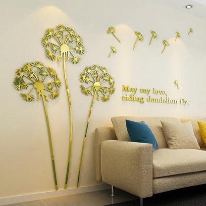 Mirror Wallpaper Dandelion Wall Sticker Modern Design For Kid's Room Bedroom Home Decoration Living Room Self Adhesive Stickers