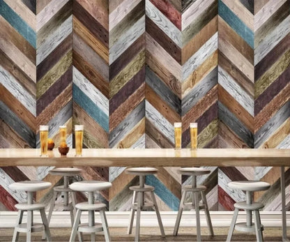 Custom wall paper 3D mural dark retro nostalgic wood stripe background wall photo living room bedroom TV background wallpaper