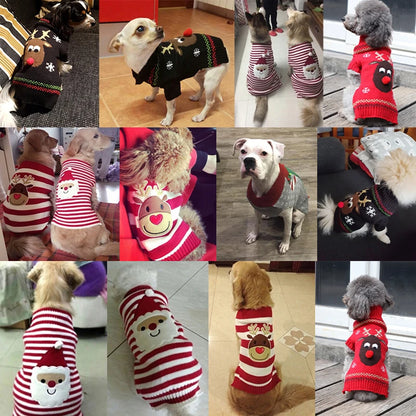 Winter Dog Sweater Christmas Deer Print Knitted Clothes Chihuahua Coat French Bulldog Jacket Puppy Warm Outfit Pet Supplies