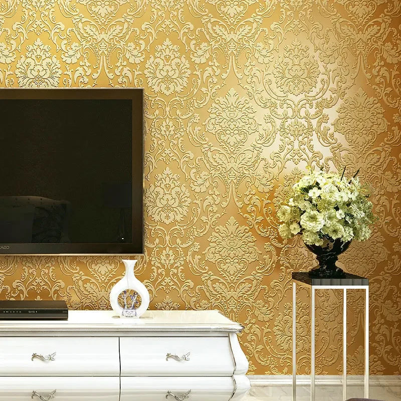 European Style Non-woven Wallpaper Bedroom Living Room Sofa TV Background Wall 3D Embossed Wallpaper