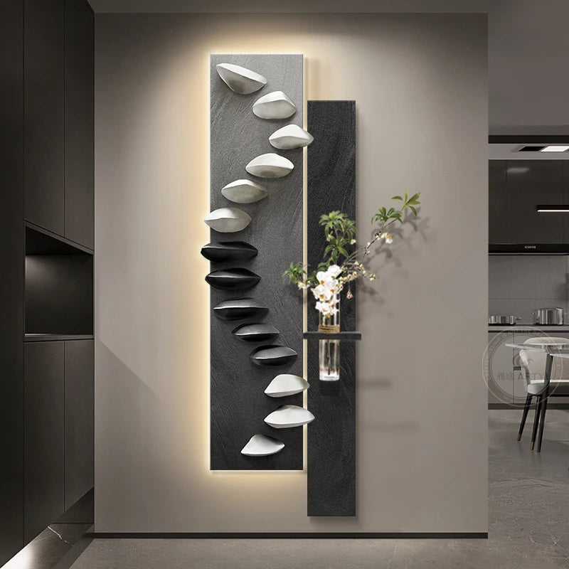 Living room decoration painting, light luxury, high-end feeling, background wall hanging painting, hanging painting wall lamp