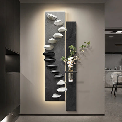 Living room decoration painting, light luxury, high-end feeling, background wall hanging painting, hanging painting wall lamp