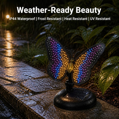 Outdoor Solar Butterfly Lamp 210 LEDs Hanging Wall Fence Art Decoration Solar Landscape Light for Garden Yard Patio Porch