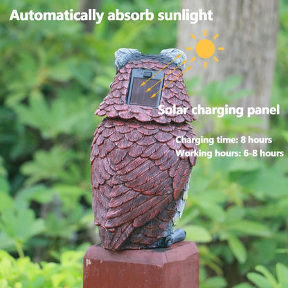 Garden Solar Owl Statue Outdoor Figurine Light Decor Glowing Eyes Spring Mounted Wobblying Head Resin Sculpture Decoration