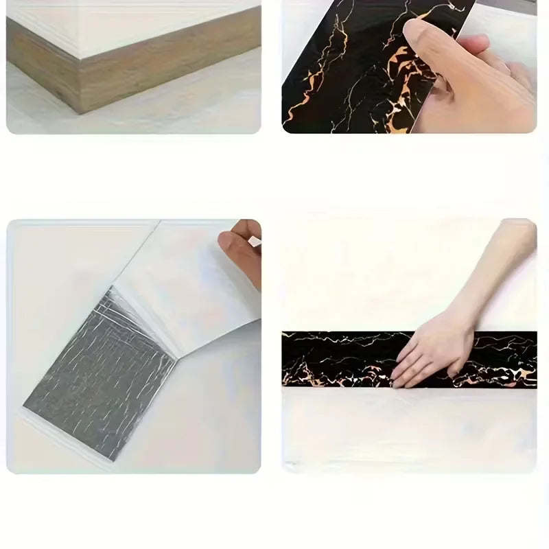 1 roll 196.85inch x 3.94inch thick marble self-adhesive wallpaper,DIY removable,suitable for TV background walls, door frames