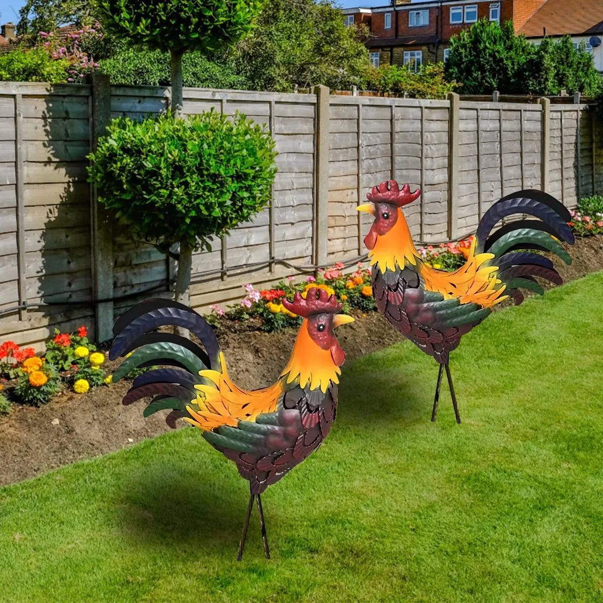 Metal Figurine Rooster Sculpture Carved Iron Rooster Home Furnishing Articles Artwork Home Decoration Statues Sculptures