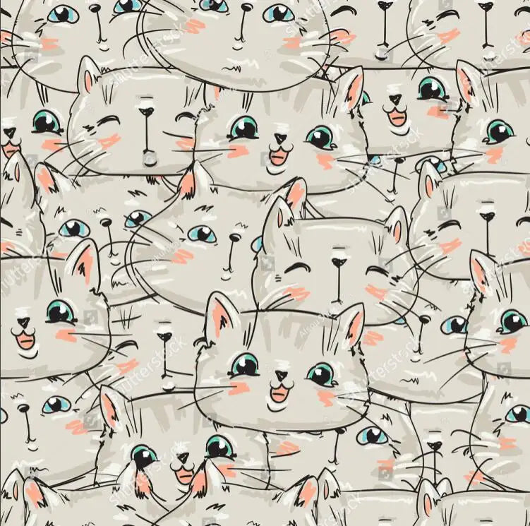 Custom Theme Nordic Cat Wallpaper Mural for Children's Bedroom Background Blue Cat Wall paper Art Boys Girls animal Home Decor