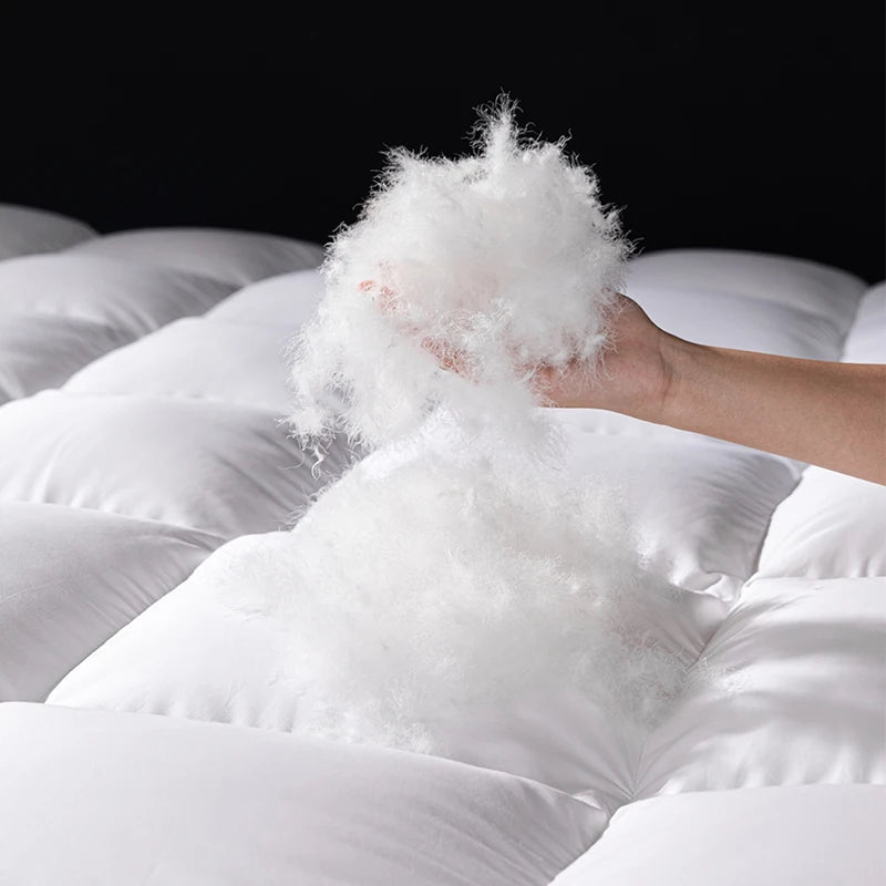 Custom Size Down Mattress Pad 95% Pure Goose Belly Down Zero Quill 3 Thickness Options King Queen Global Bed Dimensions