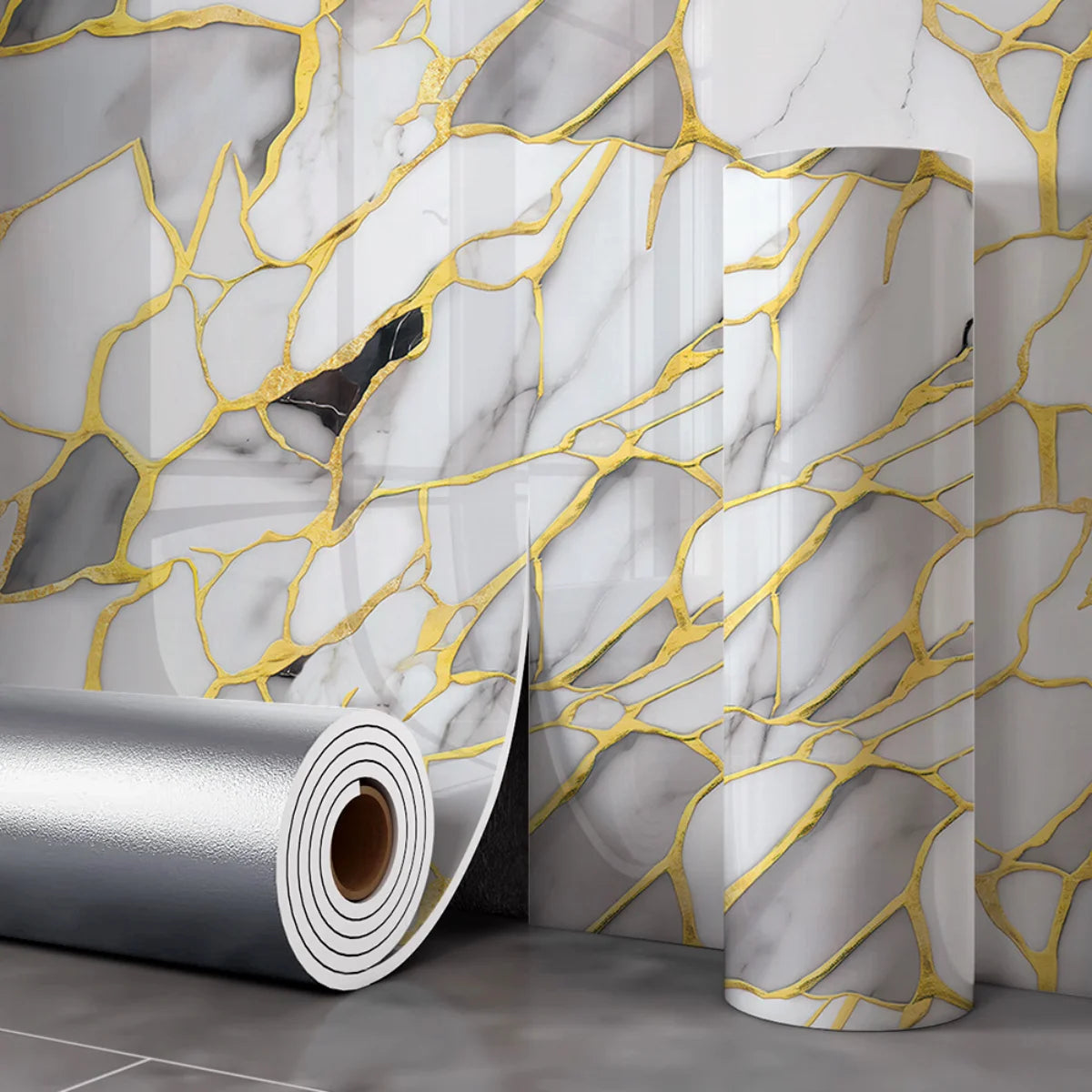 Peel and Stick Marble Effect Wallpaper Waterproof Gilded Material for Home Interior Upgrade and Kitchen TV Wall Decoration