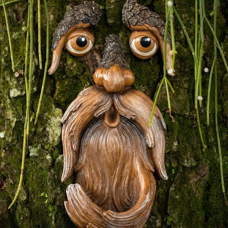 Tree Faces Decor Outdoor Funny Unique Large Hand-Painted Bird Feeders for Yard Garden Art Easter Outdoor and Indoor Resin Craft