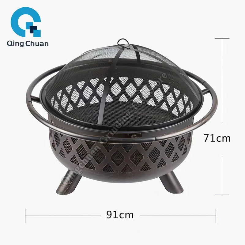 Fire Pit Outdoor Camping BBQ Grilling Winter Heating Stove Outdoor Charcoal Heating Brazier Fire Pit Wood Burner