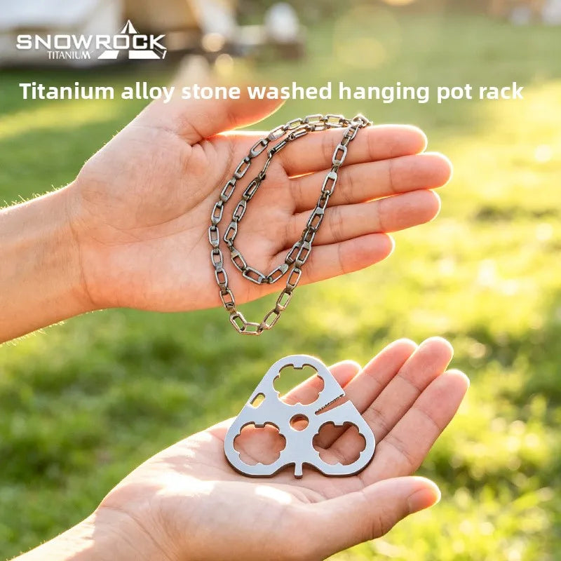 Pure Titanium Pot Hanging Chain, Portable Camping Fire Pit Hanger With Wrench For Outdoor Cooking