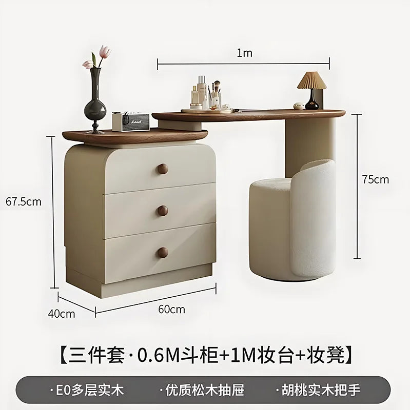 Adjustable Rustic Dressing Table Apartment Drawer Solid Wood Dressing Table Stool Drawer Penteadeira De Maquiagem Home Furniture