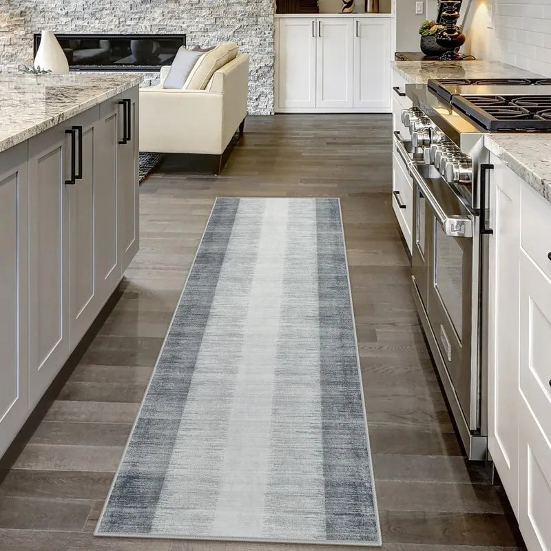 Nordic Runner Rug Blue White Gradient Stripe Pattern Carpet Non Slip Floor Mat For Hallway Kitchen Entryway Home Area Rugs Mats