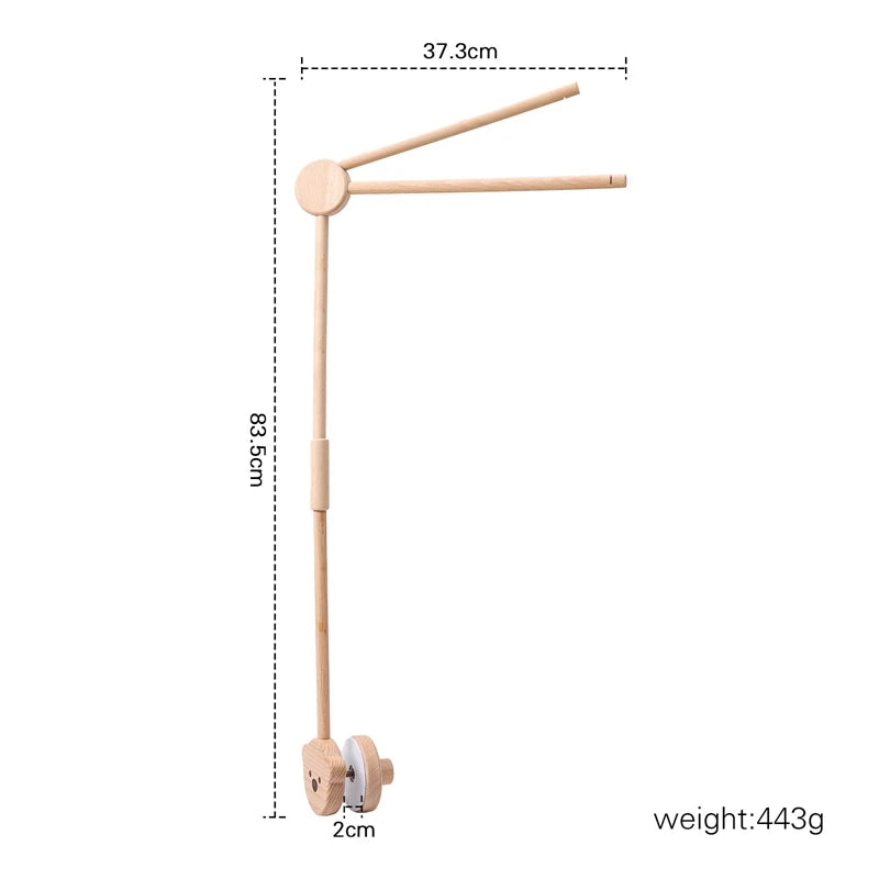 Crib Mobile Bed Bell Wooden Bracket Baby 0-12 Months Wooden Mobile Hanging Rattles Toy Holder Decorative Accessories Arm Bracket