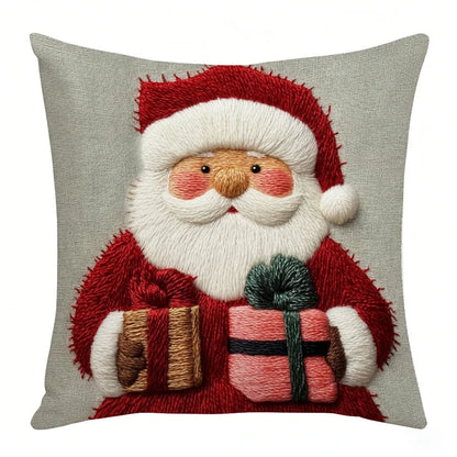 Christmas Pillowcase Grey Red Cartoon Santa Snowman Elk Sofa Cushion Cover Home Bed Car Decor Merry Christmas 45cm X 45cm