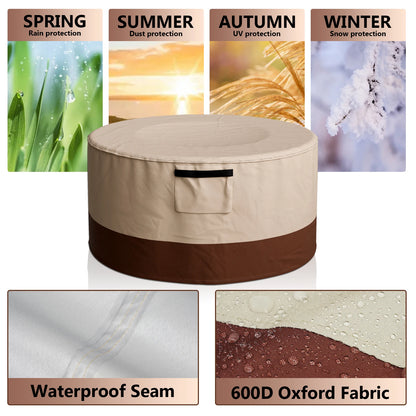 Outdoor Heavy 600D Round Barbecue Grill Dustproof Cover Waterproof Patio Fire Pit Rainproof Sunscreen Cover BBQ Grill Cover