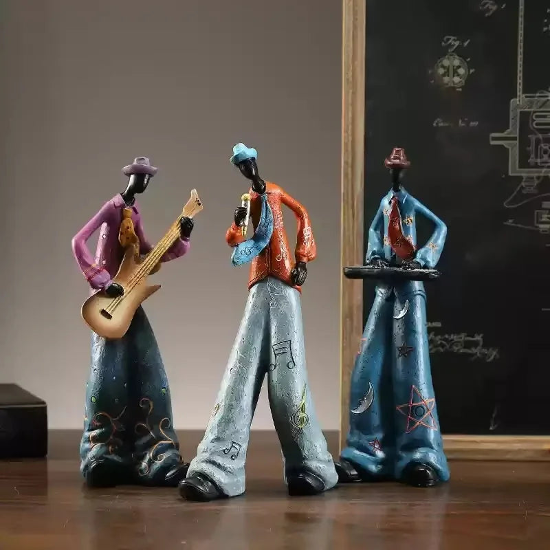 Cute Cartoon Retro Bookshelf Band Characters Figurines - Home Decorative Toys Creative Fashionable Living Room Decor Gifts