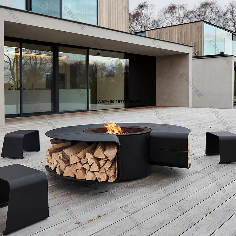 1200mm Freestanding Modern Fire Pit Large Outdoor Wood/Gas/Electric/Alcohol Stove Custom Cooking BBQ for Outdoor