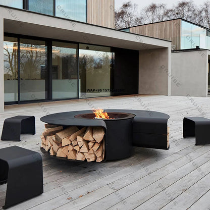 1200mm Freestanding Modern Fire Pit Large Outdoor Wood/Gas/Electric/Alcohol Stove Custom Cooking BBQ for Outdoor