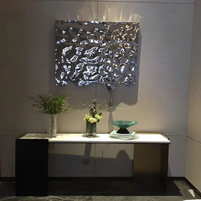 Aqumotic Peel and Stick Wallpaper Customized Wave Decorative PVC Plate Background Wallpapers Fake Metal Mirror Embossed