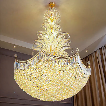 Modern Loft Duplex Villa Living Room Led Crystal Hanging Home Decoration Hollow Mid Floor Light Staircase Long Pendant Light