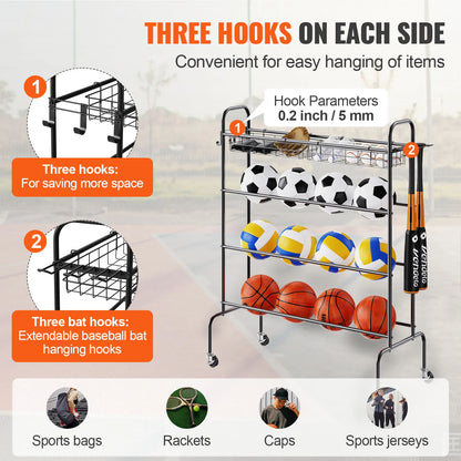 4-Tier Basketball Storage Rack