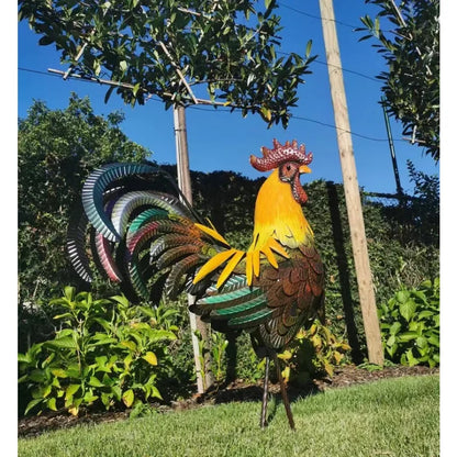 1Pcs Metal Garden Sculpture Iron Rooster Statue Home Garden Decoration Outdoor Handicraft Shelf Wall Sculpture Animal Craft Gift
