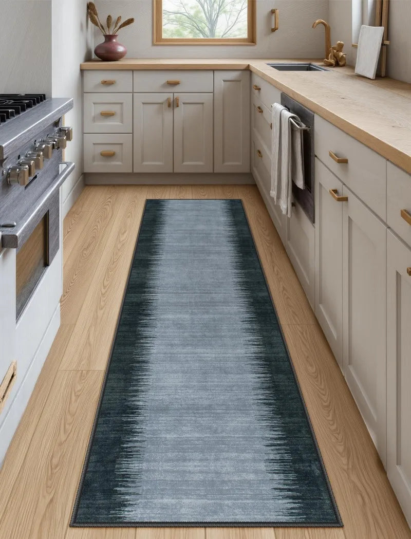 Nordic Runner Rug Blue White Gradient Stripe Pattern Carpet Non Slip Floor Mat For Hallway Kitchen Entryway Home Area Rugs Mats