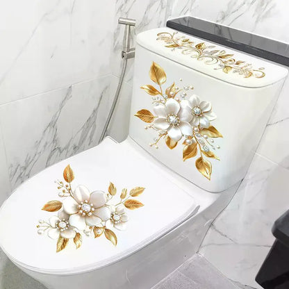 Creative Golden Floral Aesthetic Home Decoration Wallpaper Living Room Modern Art Mural Bedroom Toilet Decal Bathroom Wall Decor