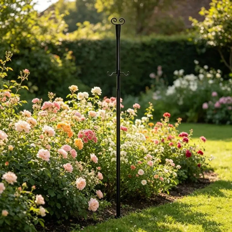 Outdoor Light Support Bar constructed From Carbon Steel For Backyard Terrace And Seasonal Decor Featuring Heart Design Top D2RD