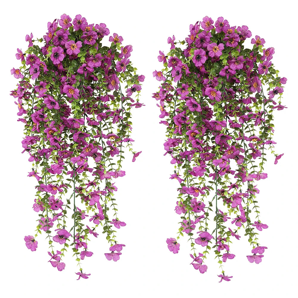 2PCS Artificial Hanging Flowers Silk Daisy Eucalyptus Garland for Outdoor Indoor Home Room Yard Decor Spring Summer Fake Plants