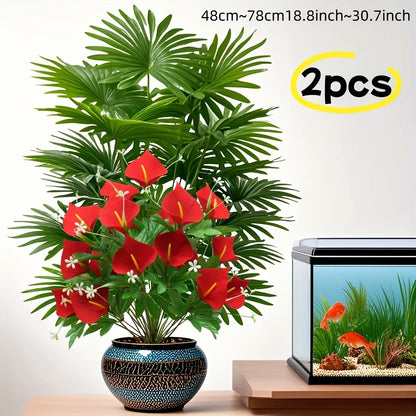2PC Artificial Calla Lily and Large Palm Tree Set Vibrant Spring Home Decor Potted Plant Suitable for Indoor Outdoor 2026 New
