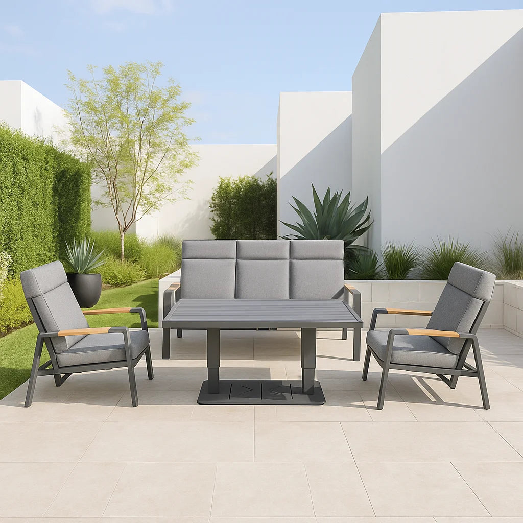 Outdoor Garden Sofa Set Luxury Modern Outdoor Furniture with Aluminum Frame Garden Dining Set & Elegant Patio Furniture
