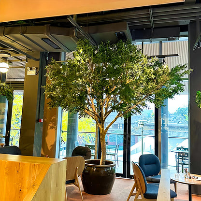 Large Floor-Standing Fiberglass Artificial Olive Tree Bionic Green Plant for Window Landscaping Indoor Outdoor Decor