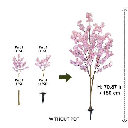 120-180cm Artificial Pink Cherry Tree Blossom Indoor Outdoor Fake Plant for Home Garden Living Room Decoration Wedding