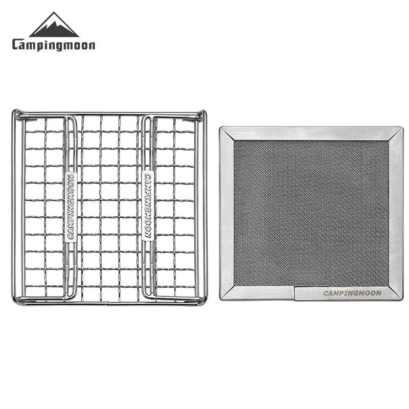 CAMPINGMOON Outdoor Camping 304 Stainless Steel Folding Toast Grill Net Uniform Baking Card style Gas Stove Grill Net