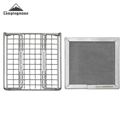 CAMPINGMOON Outdoor Camping 304 Stainless Steel Folding Toast Grill Net Uniform Baking Card style Gas Stove Grill Net