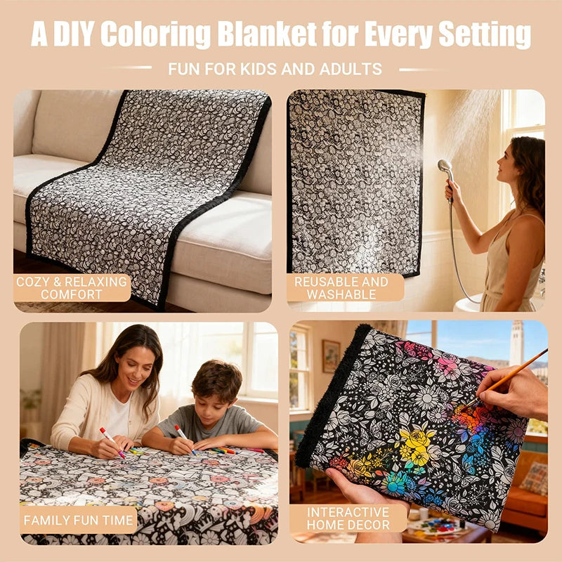 DIY Coloring Washable Fleece Throw Blanket, a Soft and Cozy Art Project Suitable for Both Kids and Adults