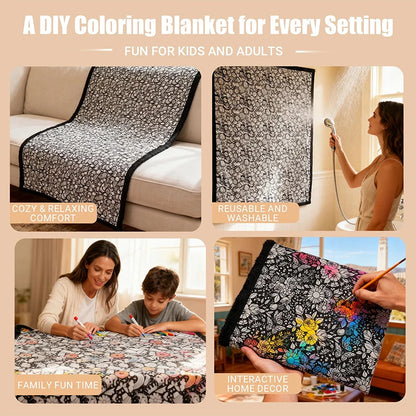 DIY Coloring Washable Fleece Throw Blanket, a Soft and Cozy Art Project Suitable for Both Kids and Adults