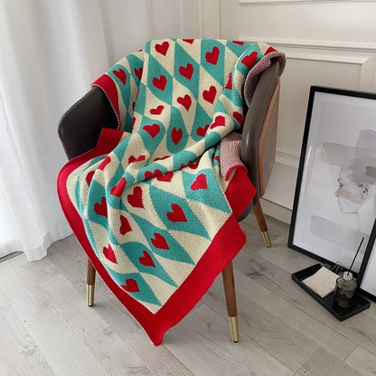 Luxury Sofa Throw Blanket for Women Summer Fall Cute Love Shawl Blanket Home Office Nap Blanket Living Room Feel Bed End Cover