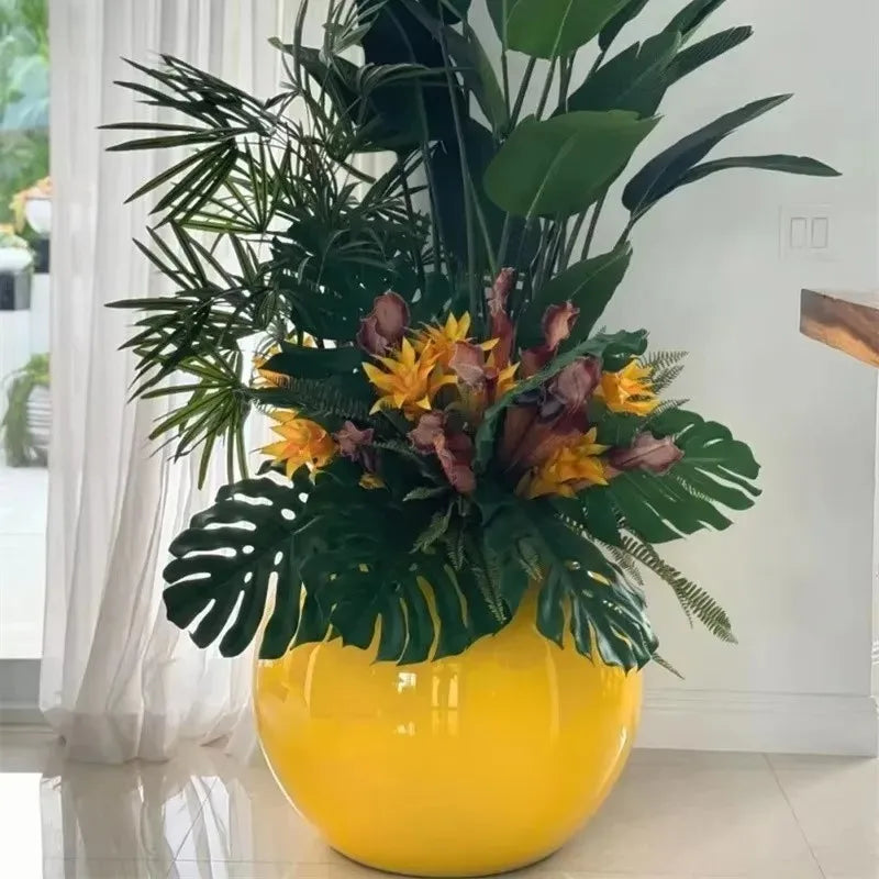 【Factory Price】Indoor And Outdoor Fiberglass Large Garden Flower Pots Artificial Plants